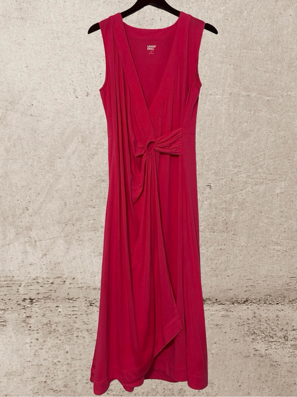 Lands' End Pink O-Ring Twist V-Neck Maxi Dress L Petite